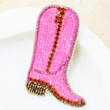 Beaded Cowgirl Boot Brooch