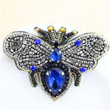 Blue Bee Beaded Brooch