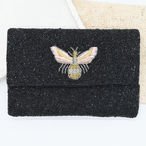 Black Bee Beaded Clutch