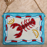 Lemon Lobster Beaded Clutch