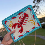 Lemon Lobster Beaded Clutch